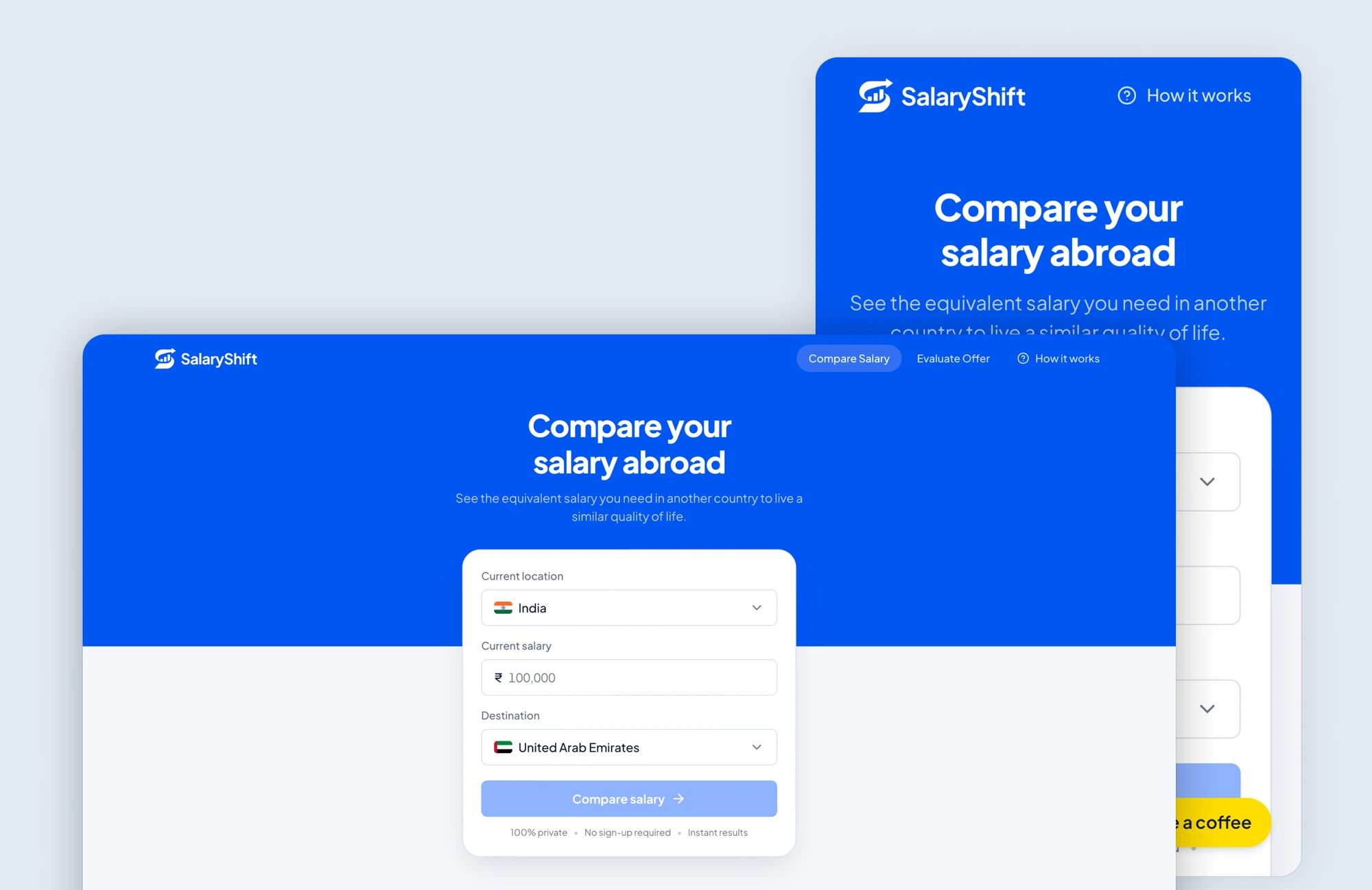 Compare your salary abroad — desktop and mobile