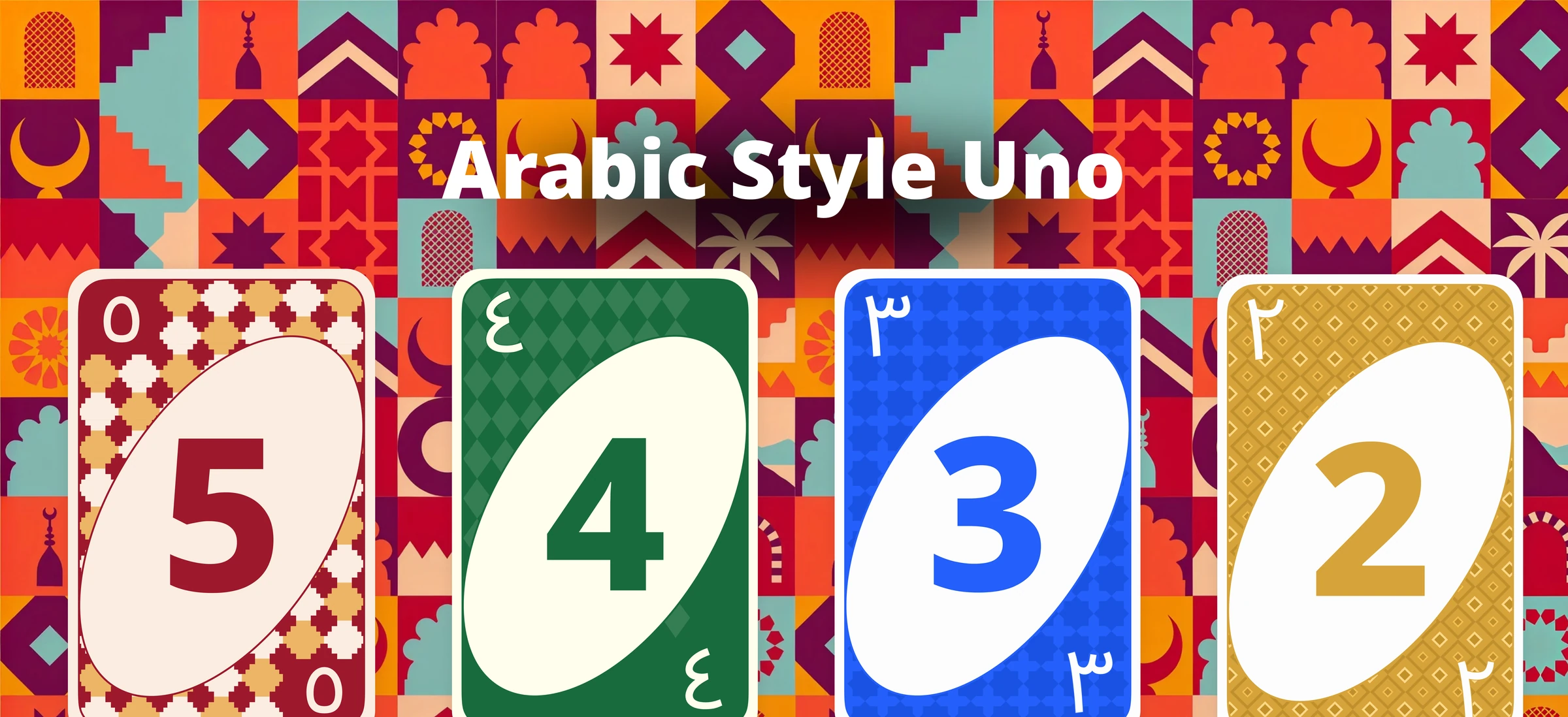 Arabic-style Uno — a deck built from Islamic geometry